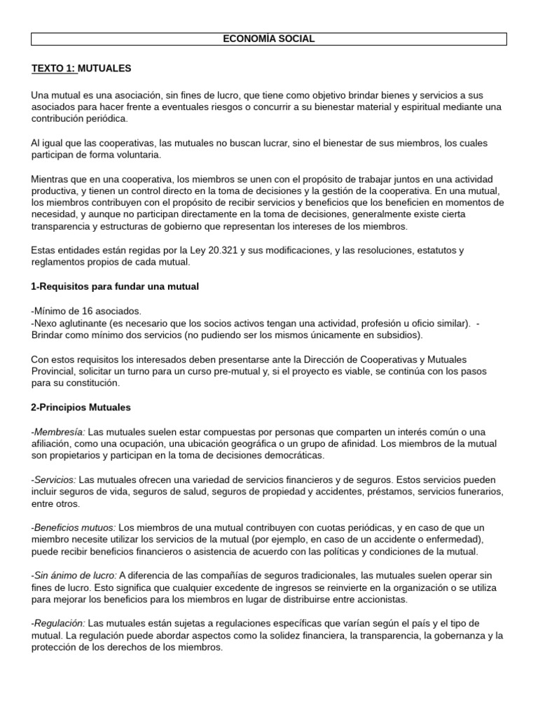 Mutuales y Microemprendimientos | PDF | Organización mutua | Seguro