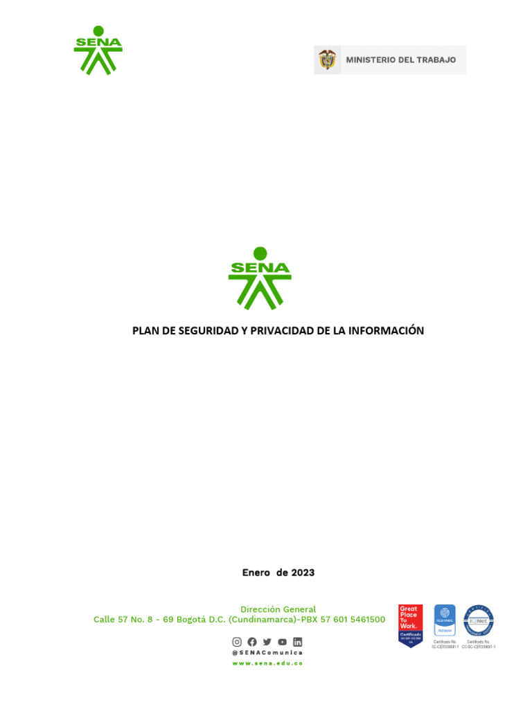 Plan de Seguridad y Privacidad de La Información 2023 | PDF | La ...