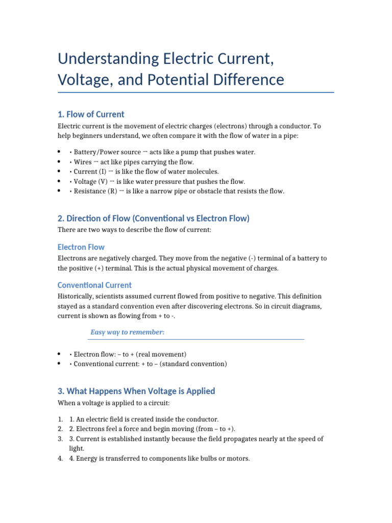 Electricity Basics | PDF | Voltage | Electric Current