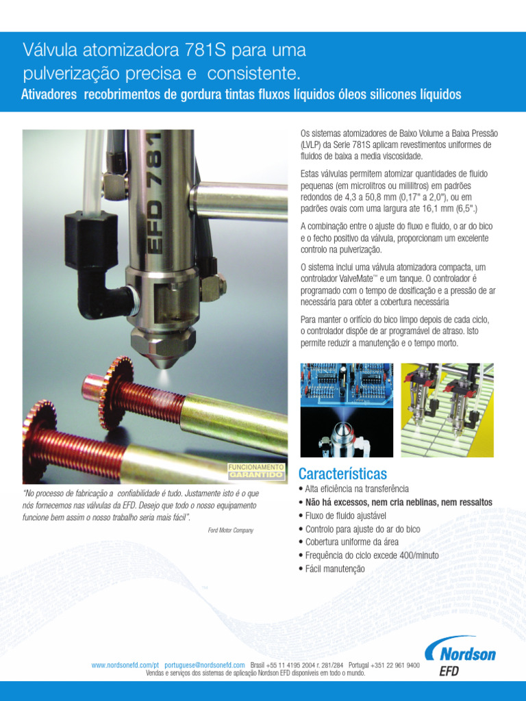 PT - Nordson - EFD - 781S - Data - Sheet Manual Aplication | PDF | Válvula