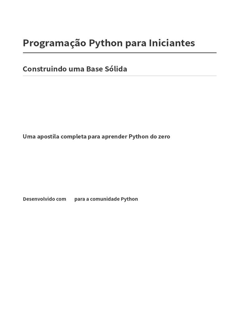 Apostila Python para Iniciantes | PDF | Python (linguagem de ...