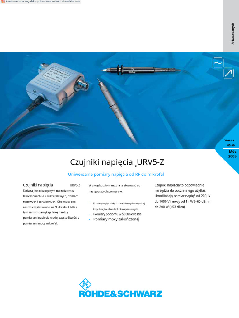 Rohde & Schwarz URV5-Z2 Data Sheet - En.pl | PDF