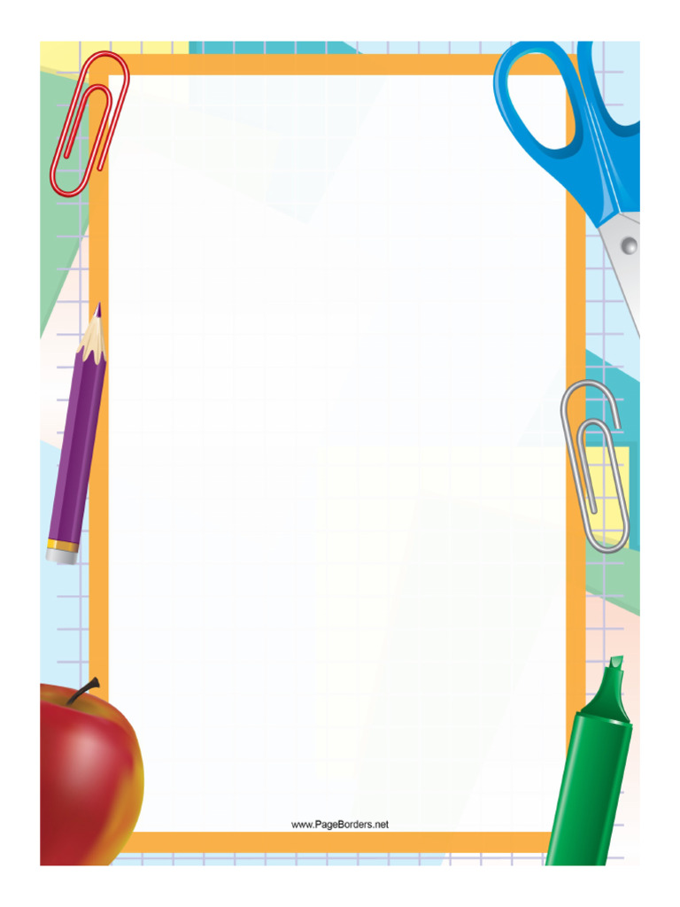 School Supplies Graph Paper Border | PDF