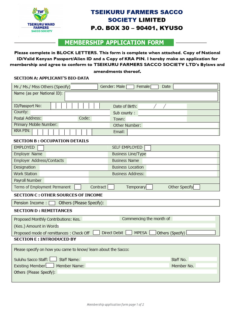 Individual Membership Application Form | PDF