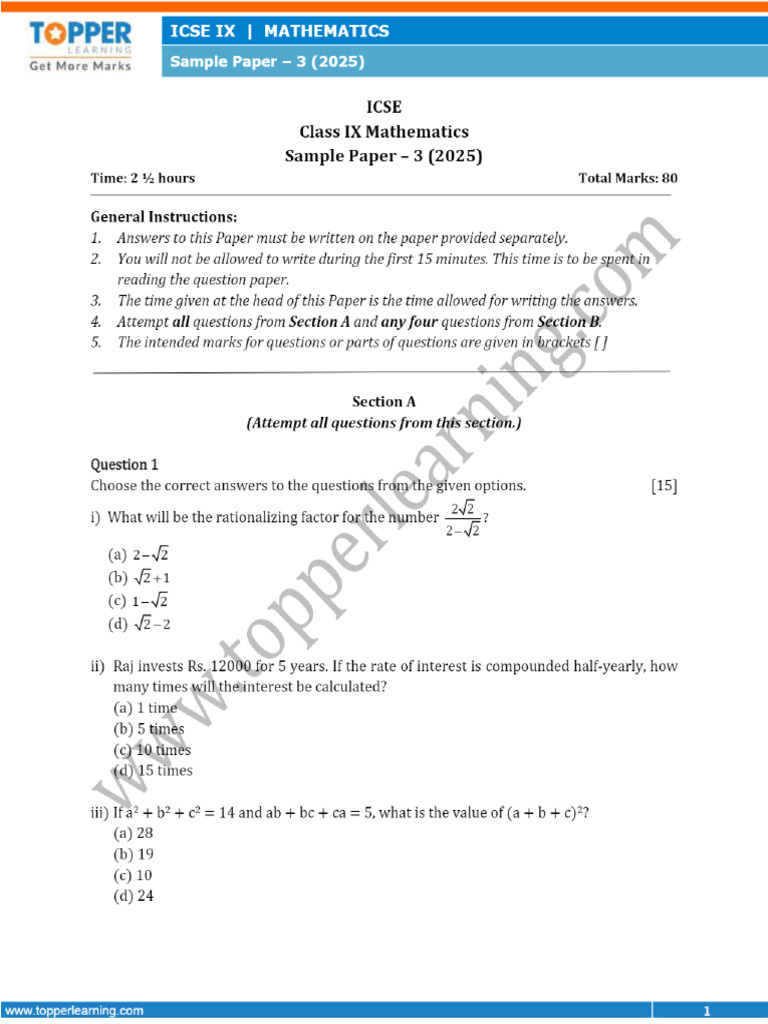 3rd Sample Paper | PDF
