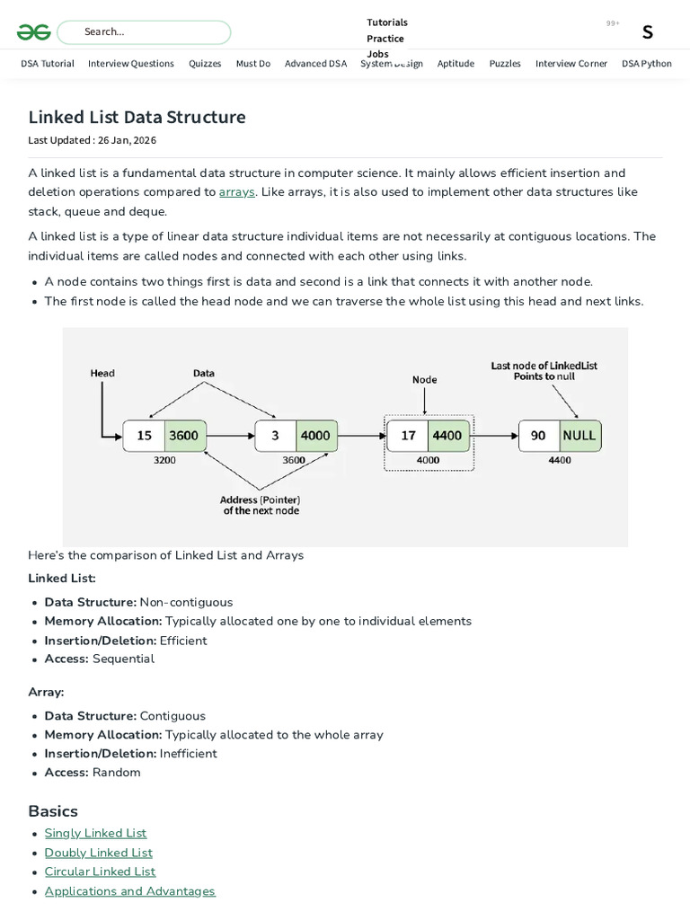 Linked List Data Structure | PDF | Data Management | Information Retrieval