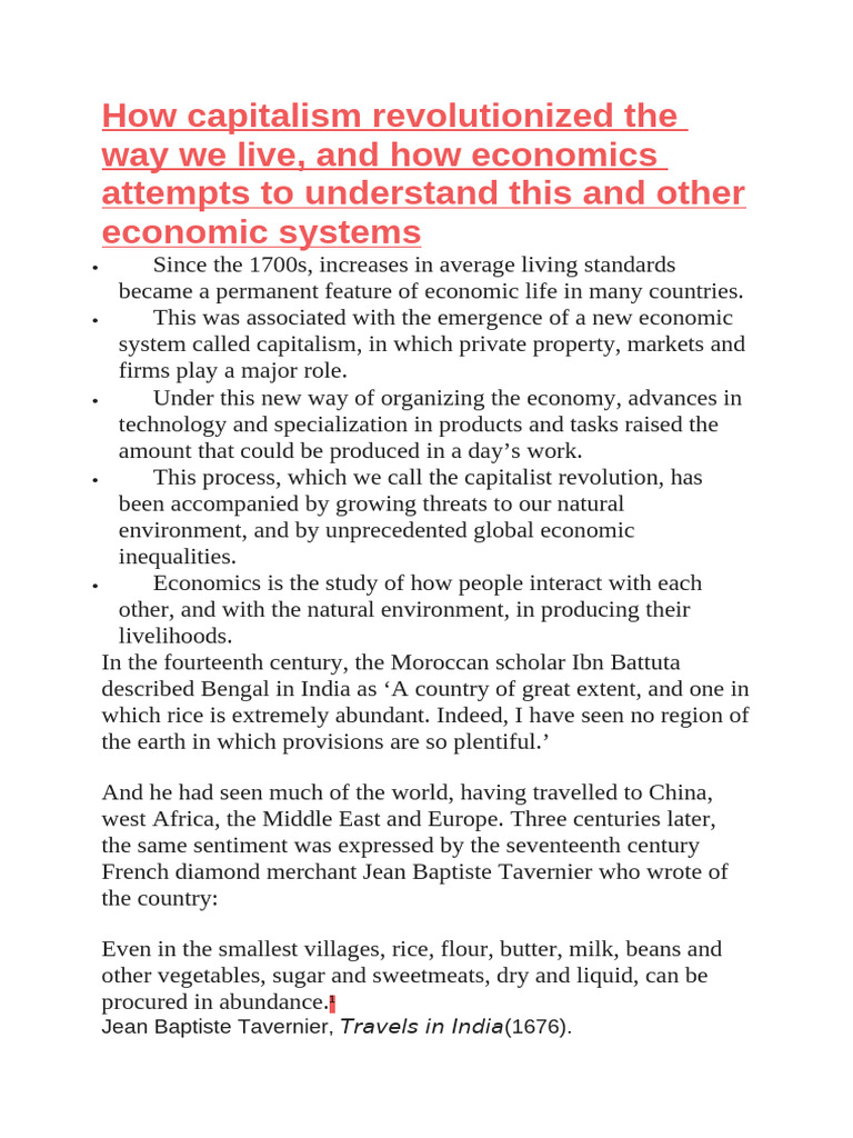 1.how Capitalism Revolutionized The Way We Live | PDF | Gross Domestic ...