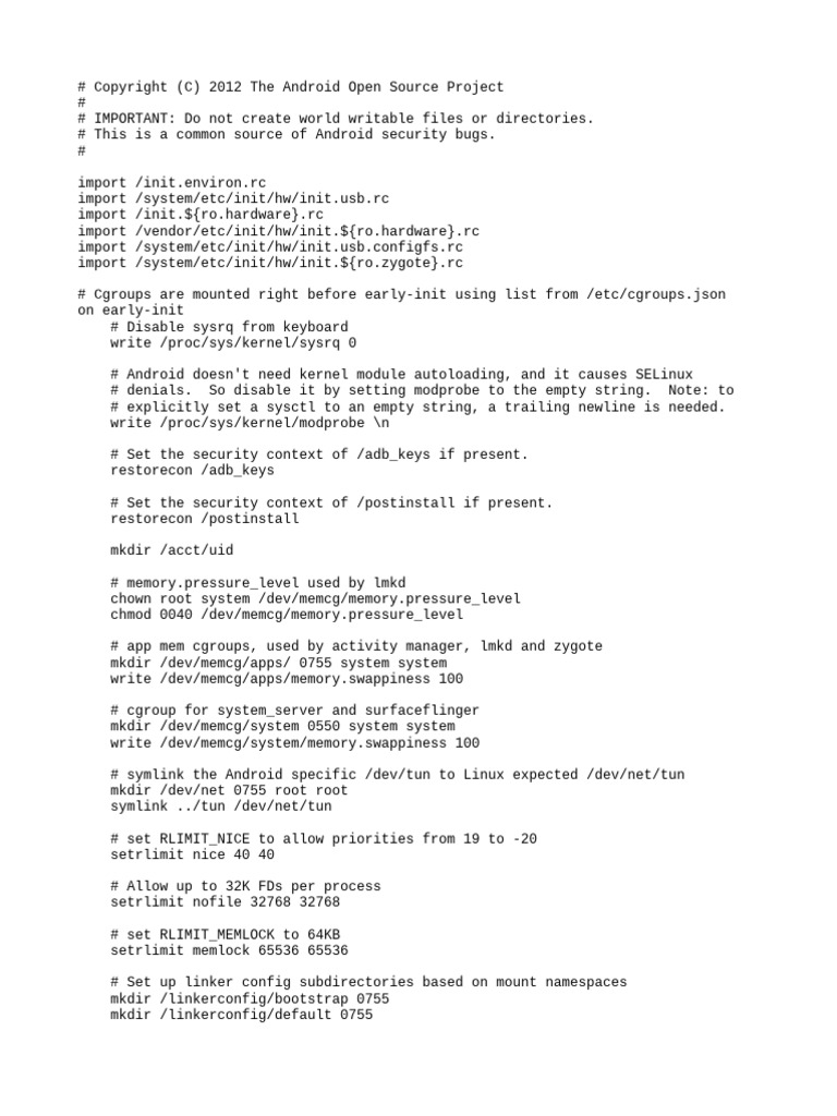 Init.rc file in android | PDF | Directory (Computing) | Booting