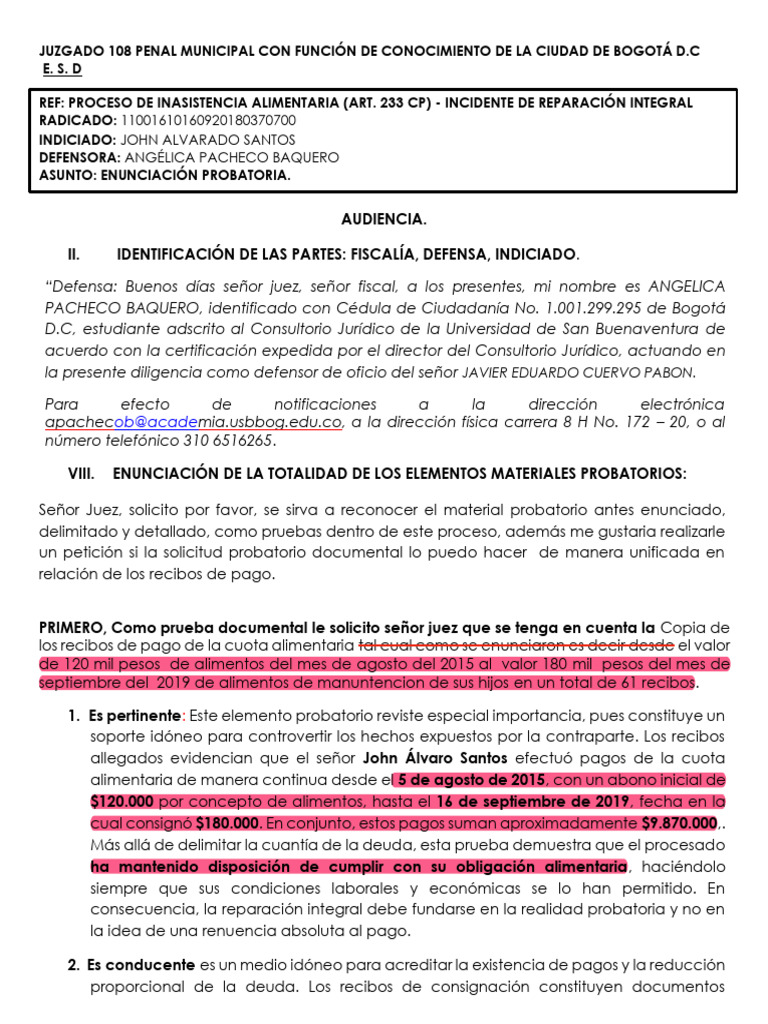 Enunciación de La Totalidad de Los Elementos Materiales Probatorios | PDF