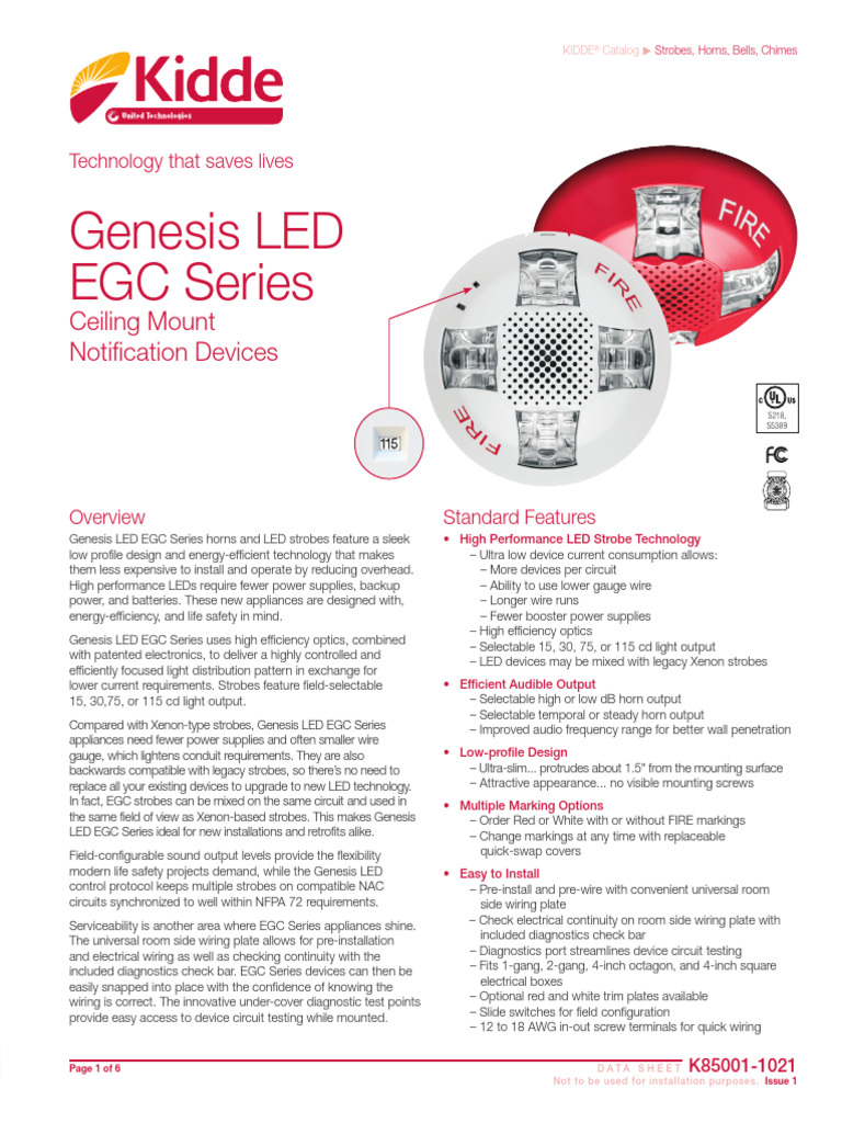 K85001-1021 -- Genesis LED GC Series Ceiling Mount Notification Devices ...