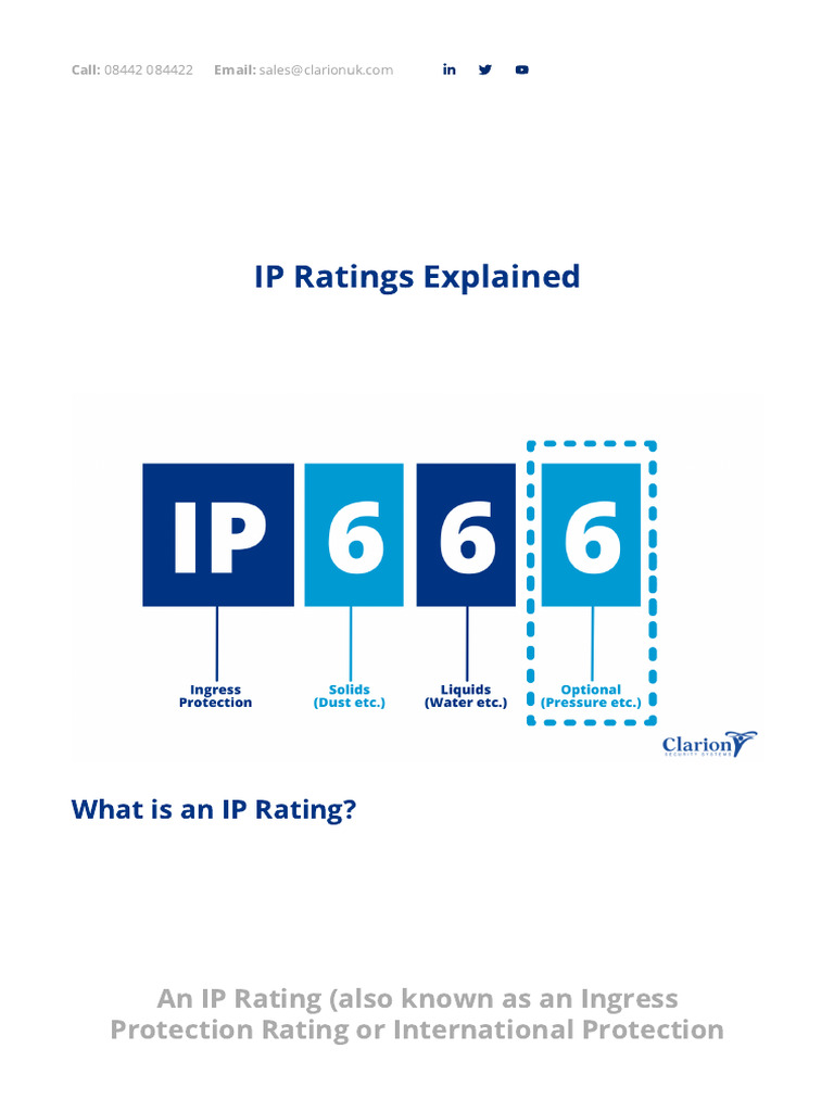 IPXX Ratings Explained - Ingress Protection Rating | PDF