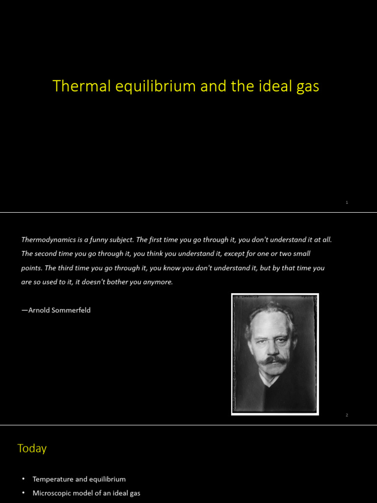 Lecture 2-Thermal Equilibrium and Ideal Gas | PDF | Gases | Temperature