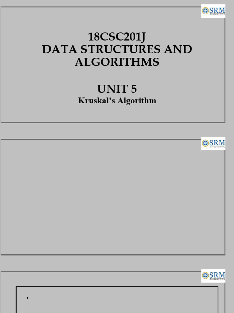 DSA Unit-5 Kruskal's Algorithm | PDF | Graph Theory | Theoretical ...