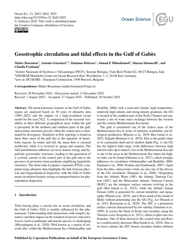 Geostrophic Circulation and Tidal Effects in The G | PDF | Oceans ...