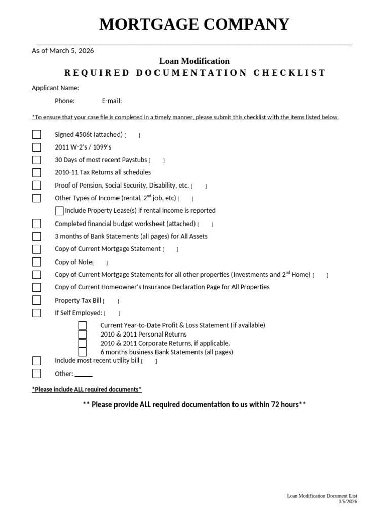 Required Doc List Mortgage | PDF