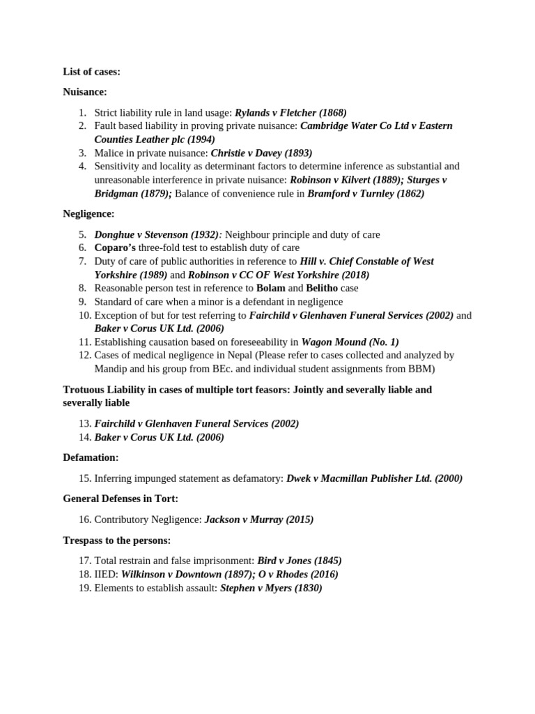 List of Important Cases - LCPT | PDF