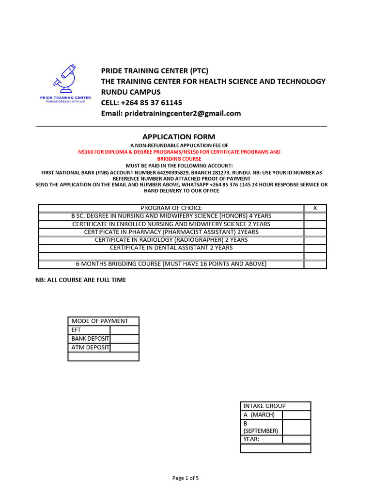 PTC Application Form | PDF