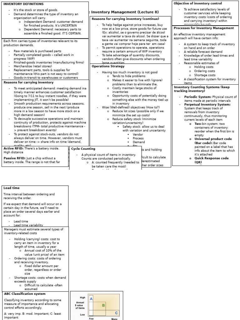 PPC Lecture8 InventoryManagement Notes | PDF | Inventory | Radio ...