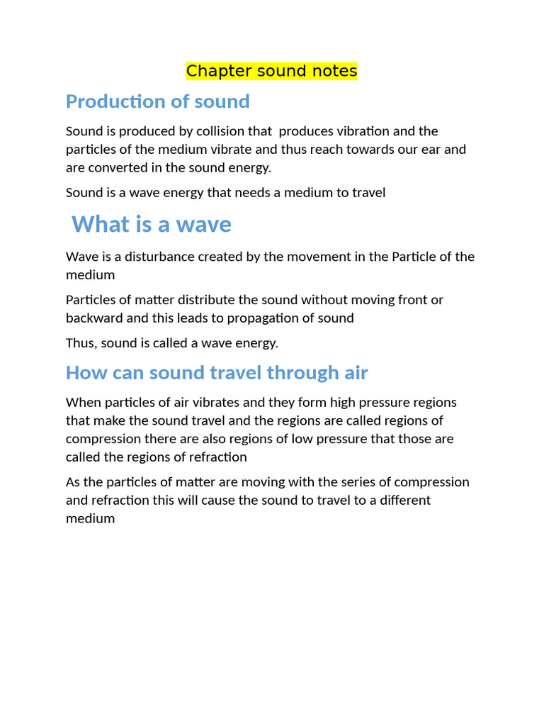Chapter Sound Notes | PDF