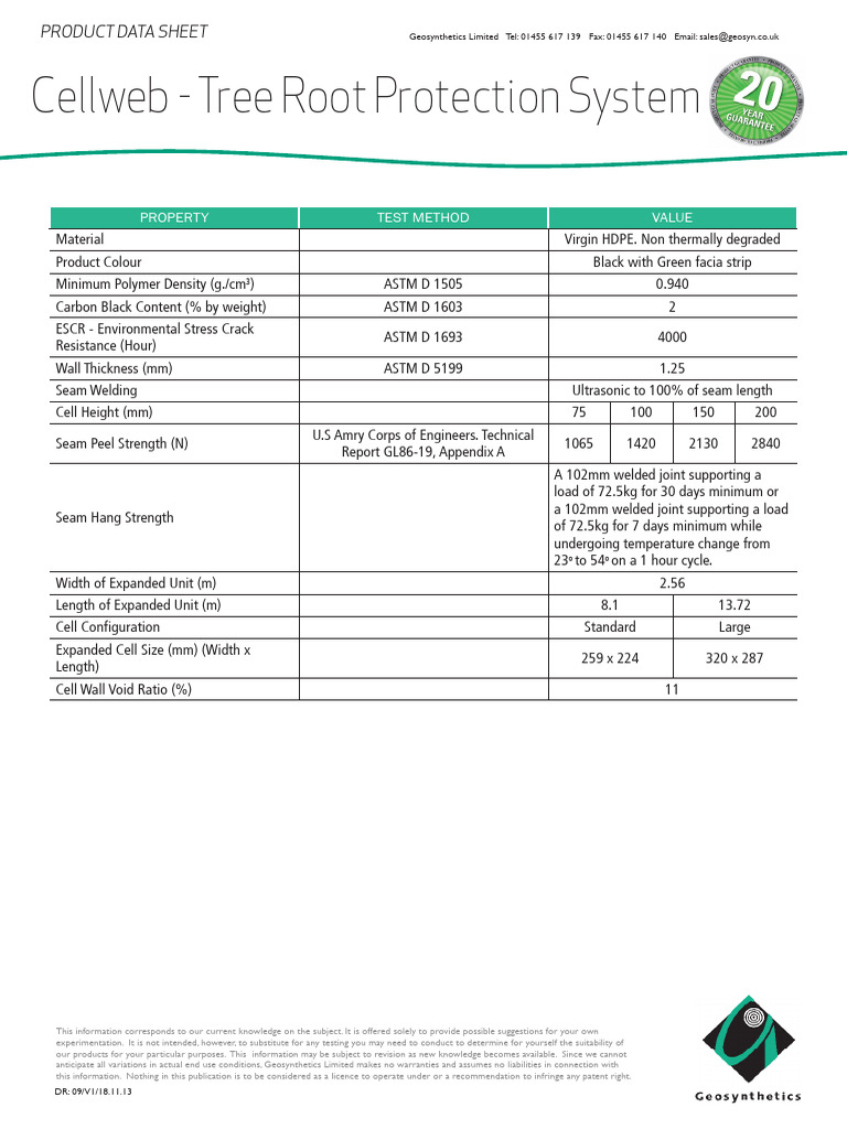 Cellweb TRP Data Sheet | PDF | Materials | Mechanical Engineering