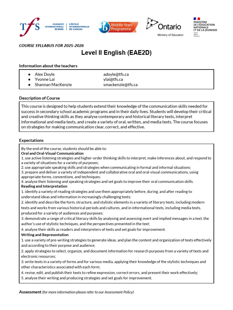 English Level II Syllabus 2025-2026 | PDF | Decision Making | Critical ...
