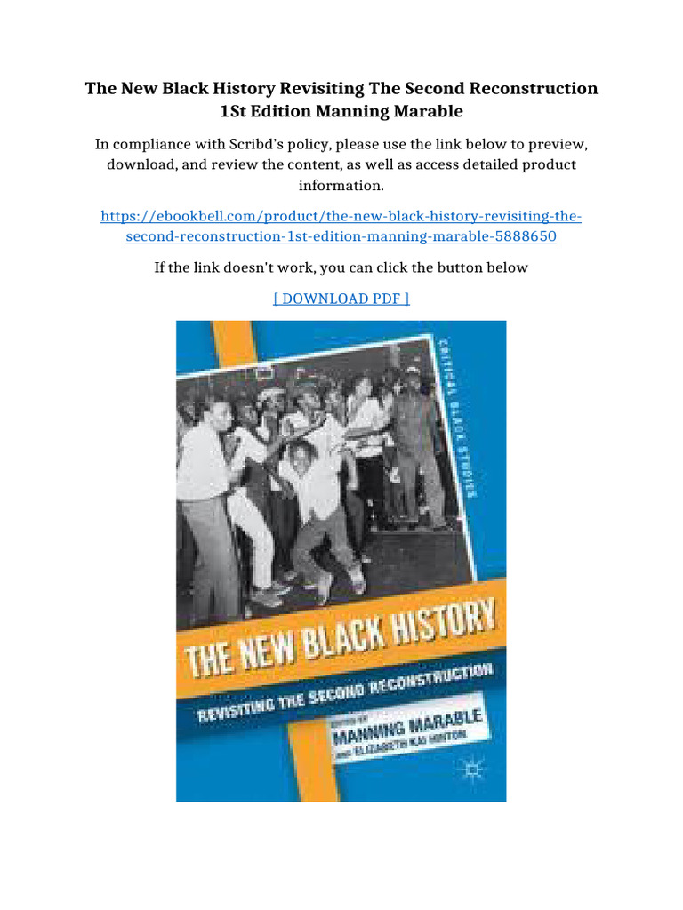 The New Black History Revisiting The Second Reconstruction 1st Edition ...