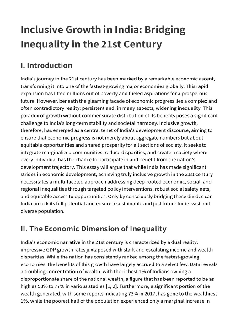 Inclusive Growth in India Bridging Inequality | PDF | Economic ...