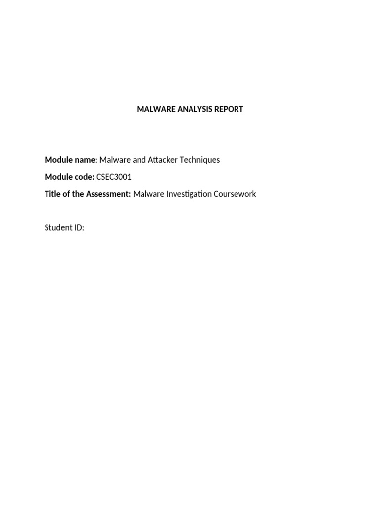 Malware Analysis Report | PDF | Malware | Computer Security