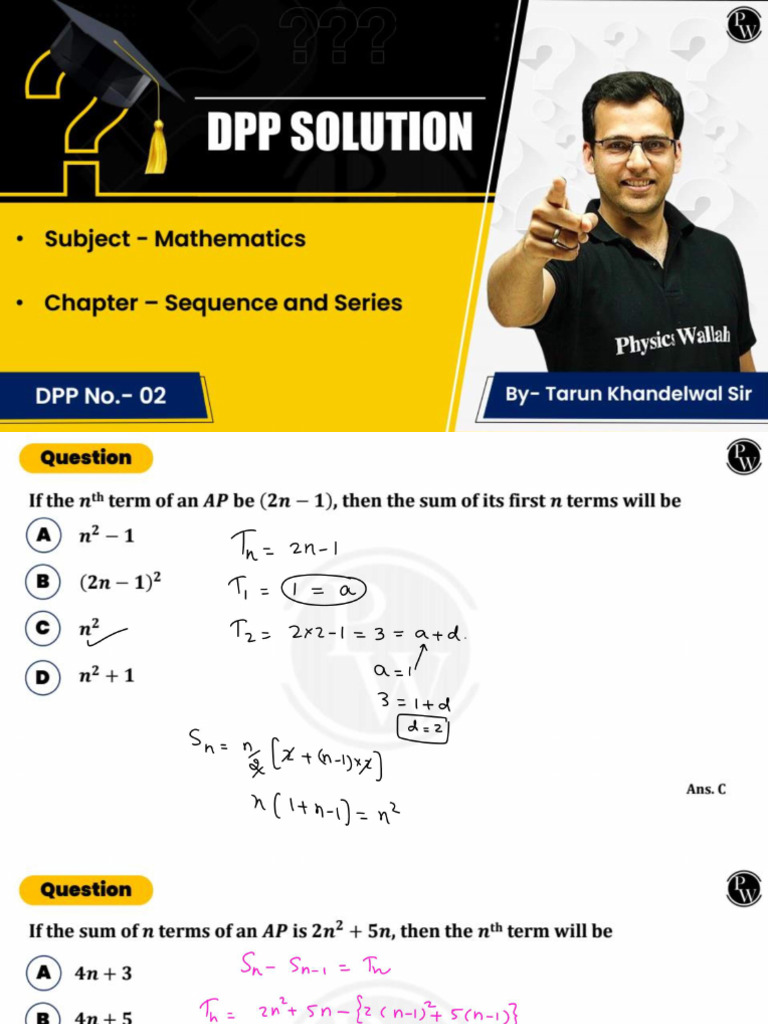 Sequence & Series - DPP 02 Solution Notes - Arjuna JEE 2025 | PDF
