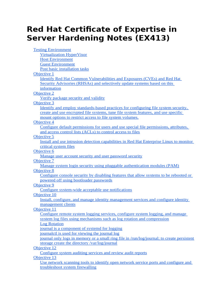 Red Hat Certificate of Expertise in Server Hardening Notes | PDF | File ...