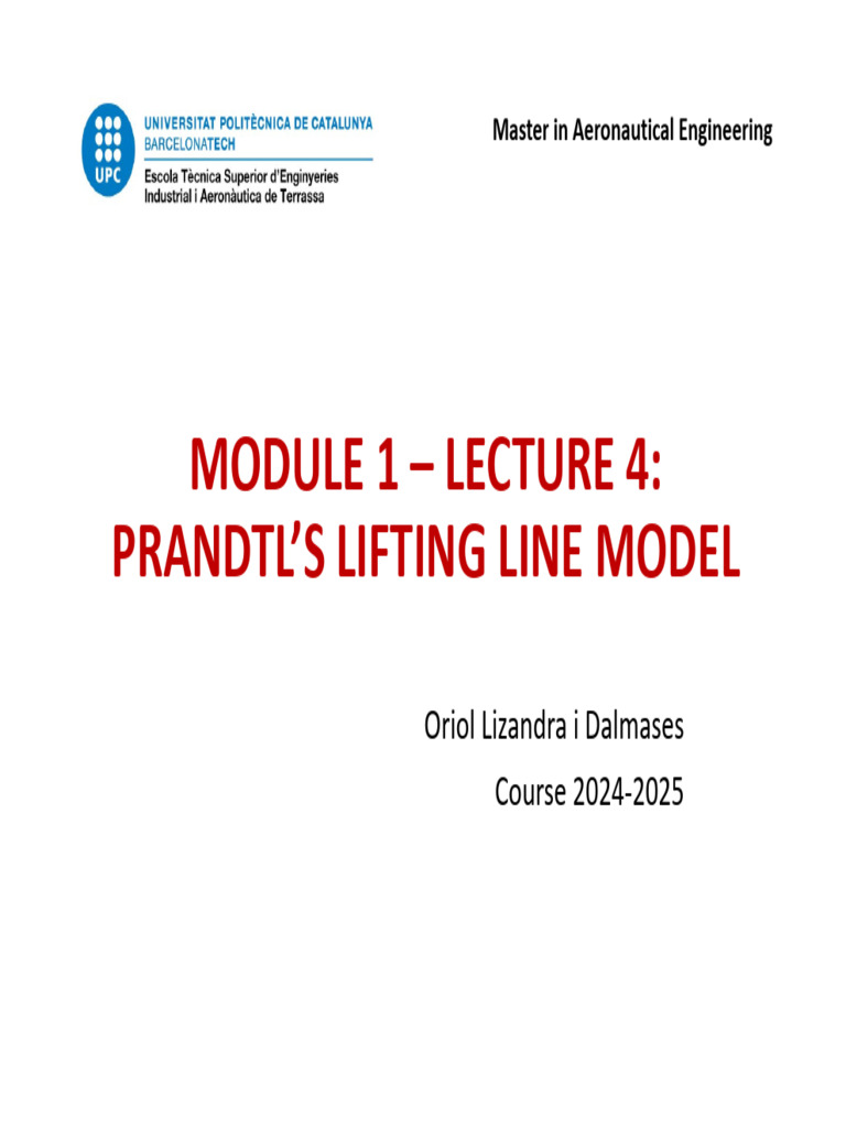 M1 L4 Lifting Line Model | PDF | Lift (Force) | Airfoil