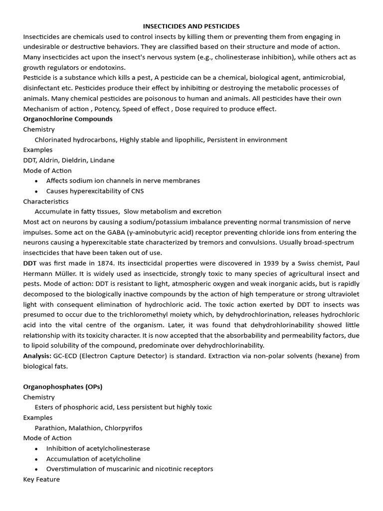 Insecticides and Pesticides | PDF | Insecticide | Acetylcholine