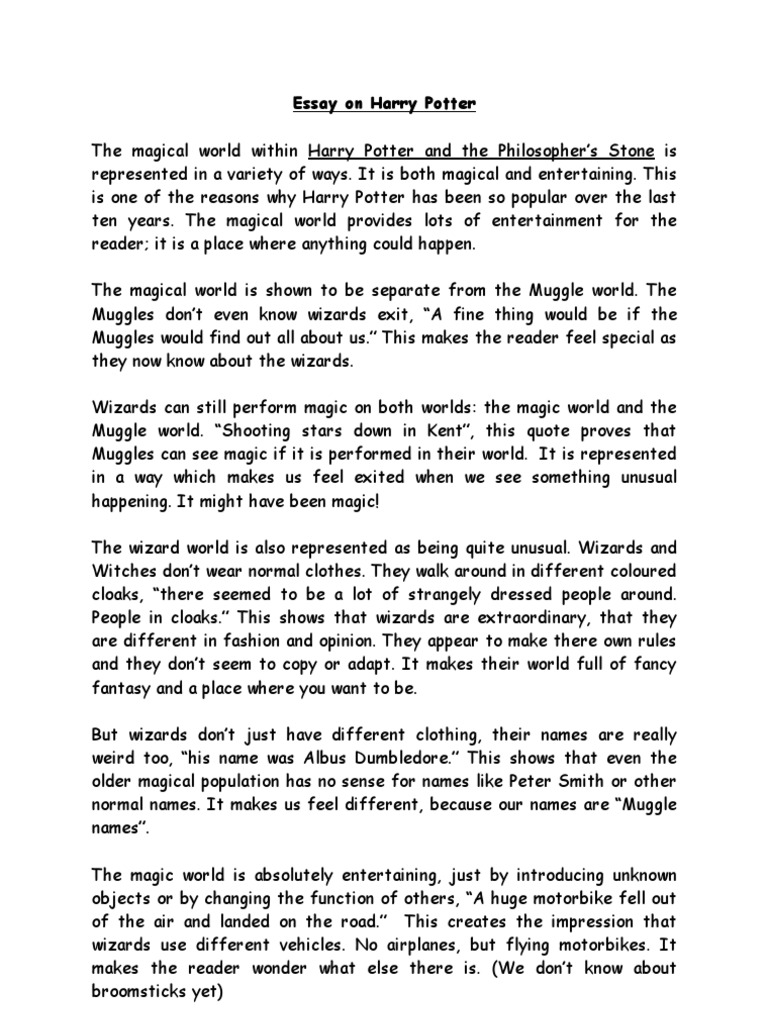 Essay On Harry Potter Harry Potter Contemporary Fantasy Novels
