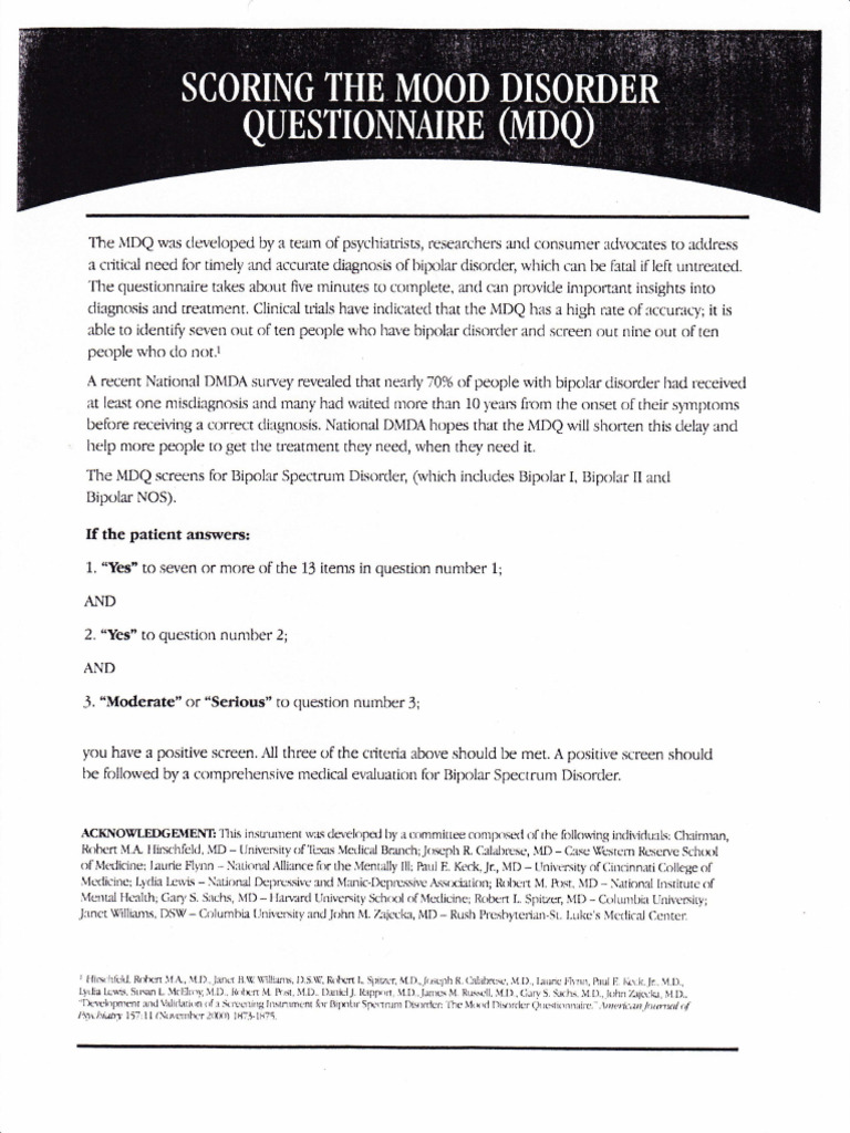MDQ - Scoring | PDF