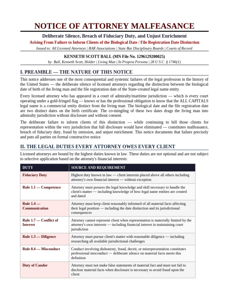 Attorney Malfeasance Notice | PDF | Title 18 Of The United States Code ...
