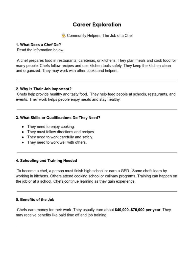 Career: Chef | PDF | Chef | Food And Drink Preparation