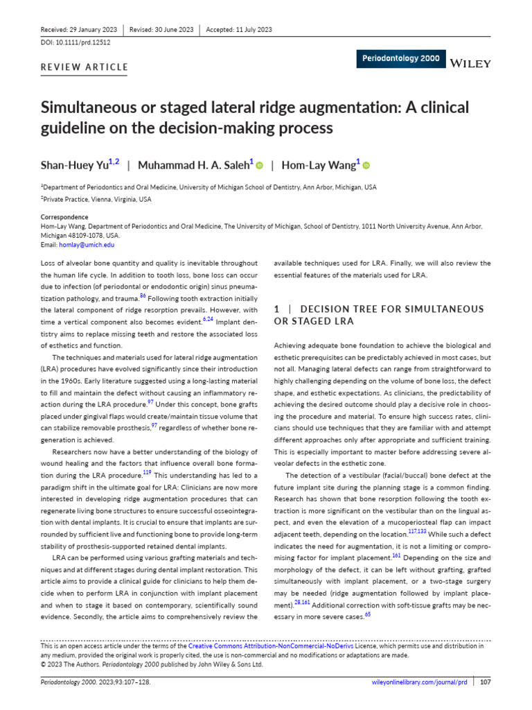 Simultaneous or Staged Lateral Ridge Augmentation | PDF | Dental ...