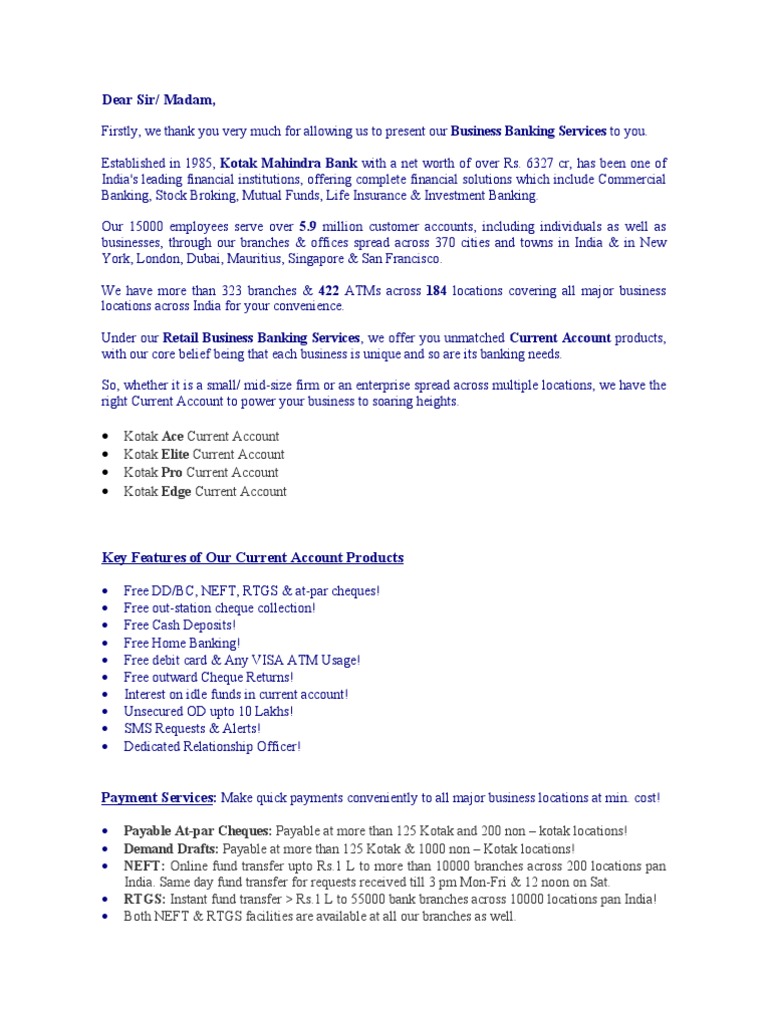 Standard Offer Letter For Regular CA Customers | PDF | Transaction ...