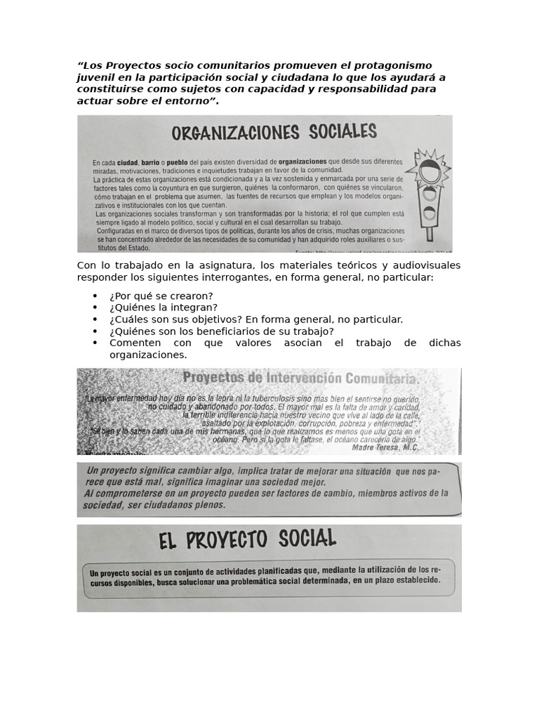 Los Proyectos socio comunitarios | PDF | Presupuesto