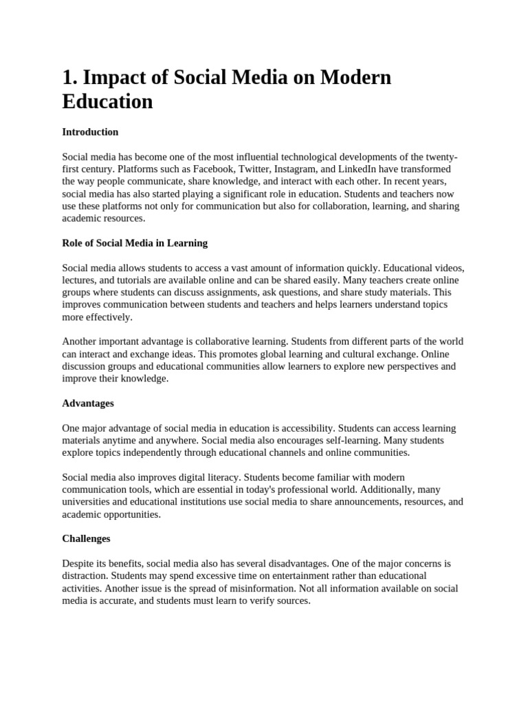 Impact of Social Media On Education | PDF | Social Media | Popular ...