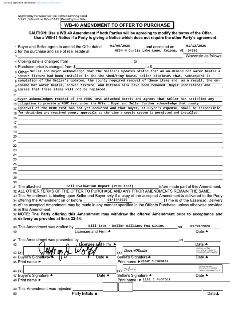 WB-40 Amendment To Offer To Purchase | PDF