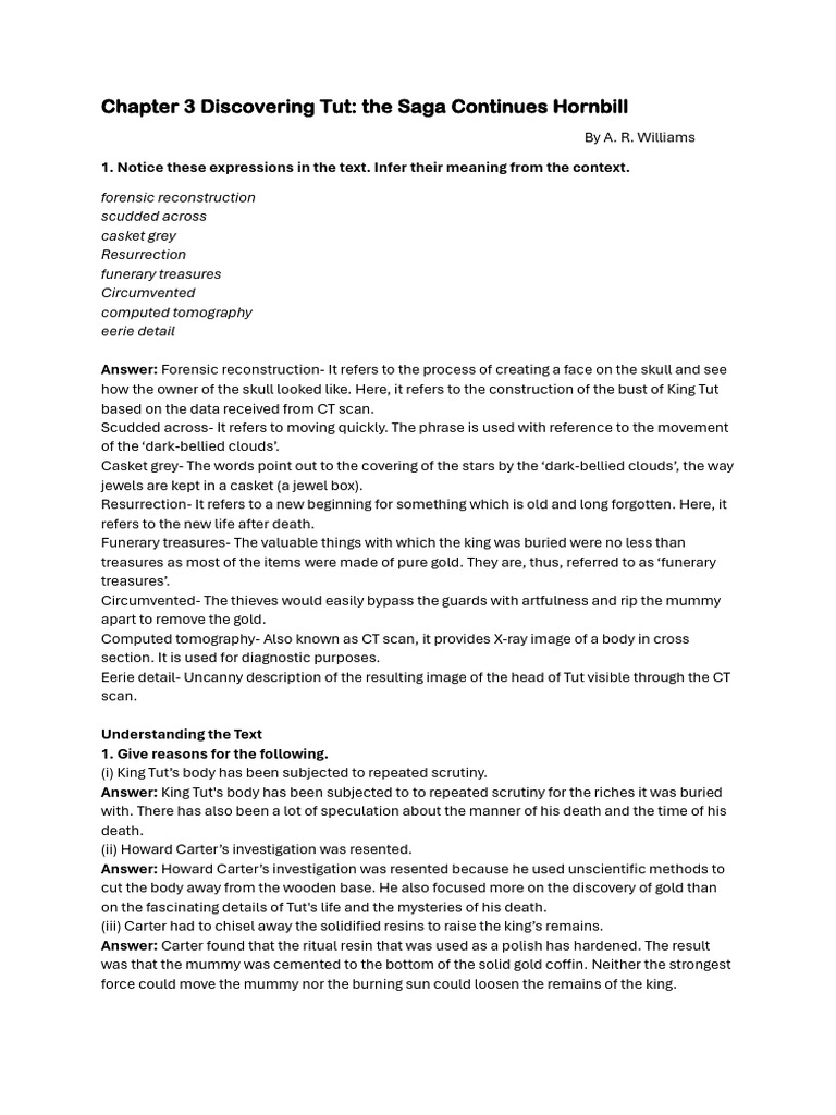 Chapter 3 Discovering Tut - Handout | PDF | Akhenaten | Tutankhamun