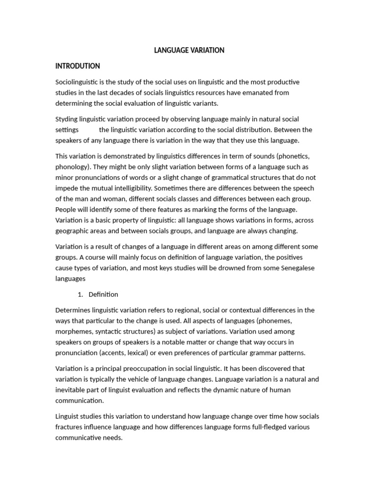 Variation Lings L3 | PDF | English Language | Linguistics