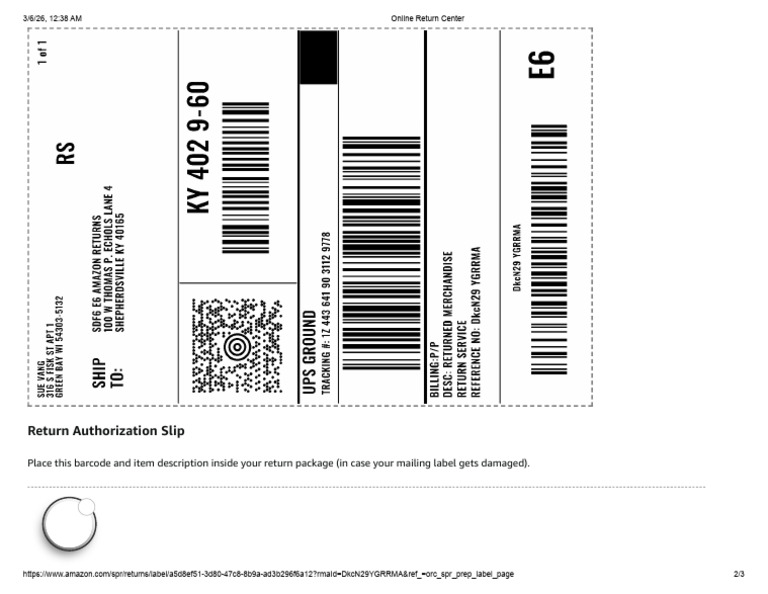 Online Return Center | PDF