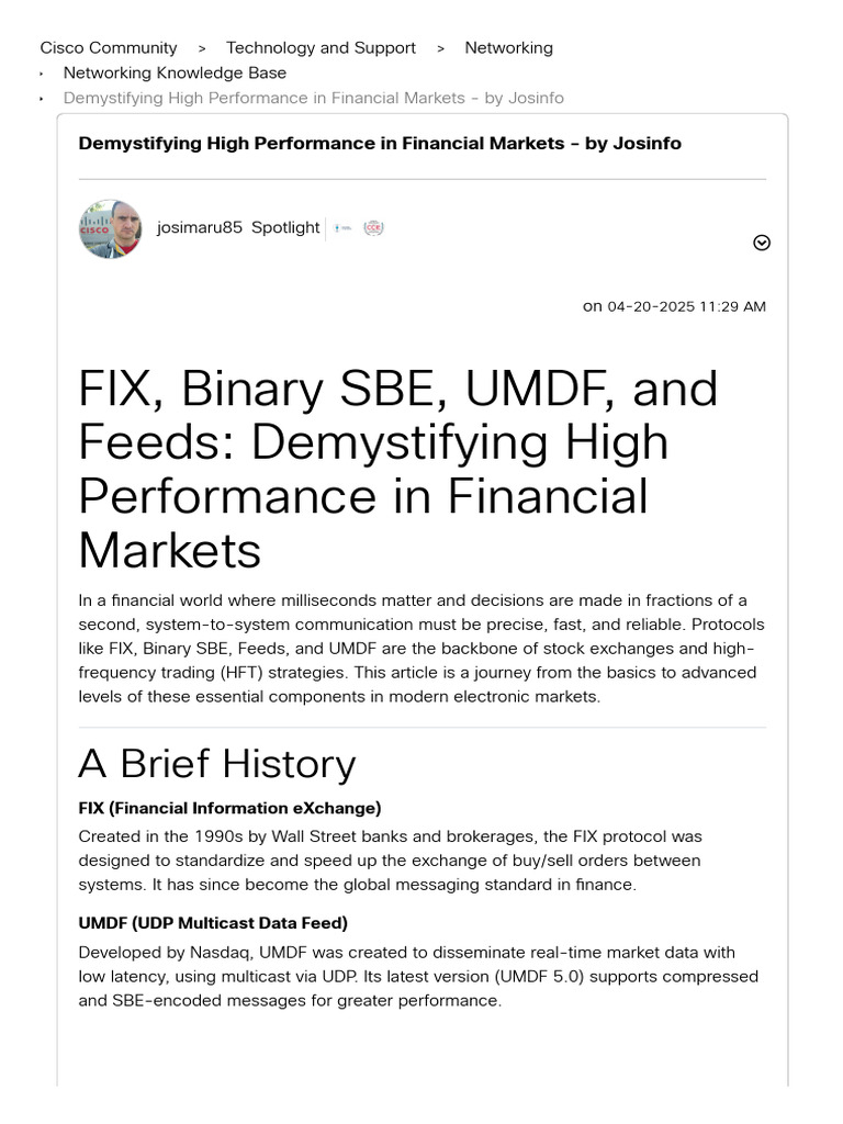 Demystifying High Performance in Financial Markets - by Josinfo - Cisco ...