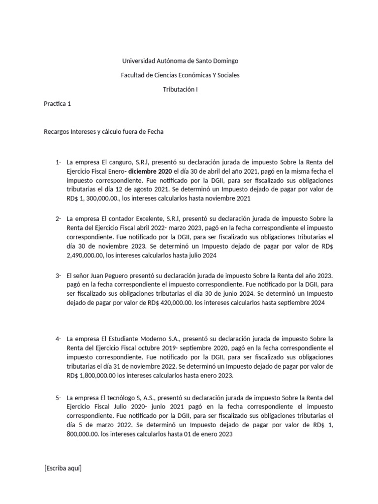 Práctica 2.1 Tributación | PDF | Impuestos | Impuesto sobre la renta