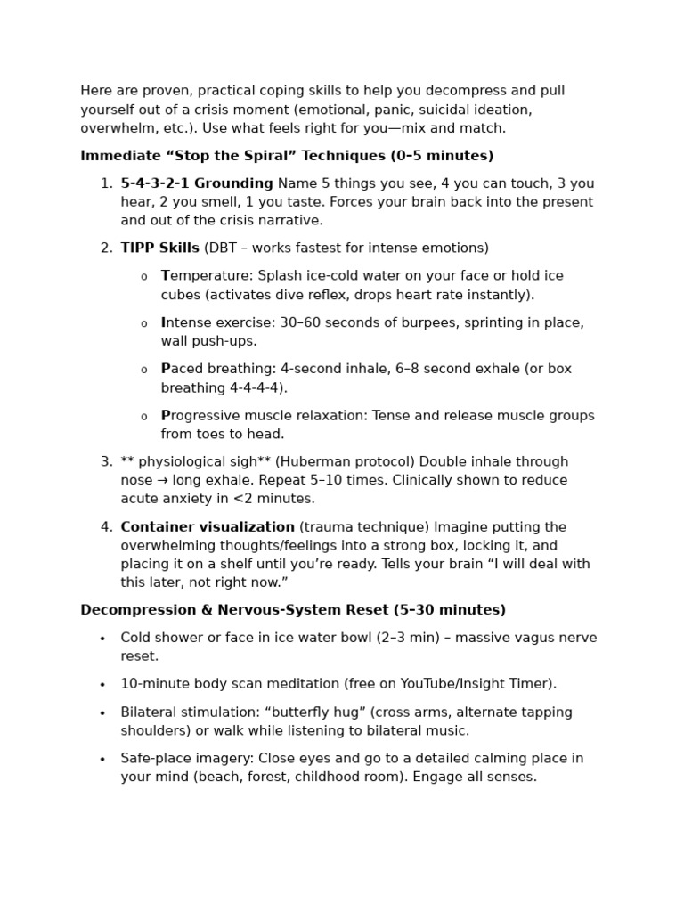 Decompression Skills | PDF | Breathing | Panic Attack