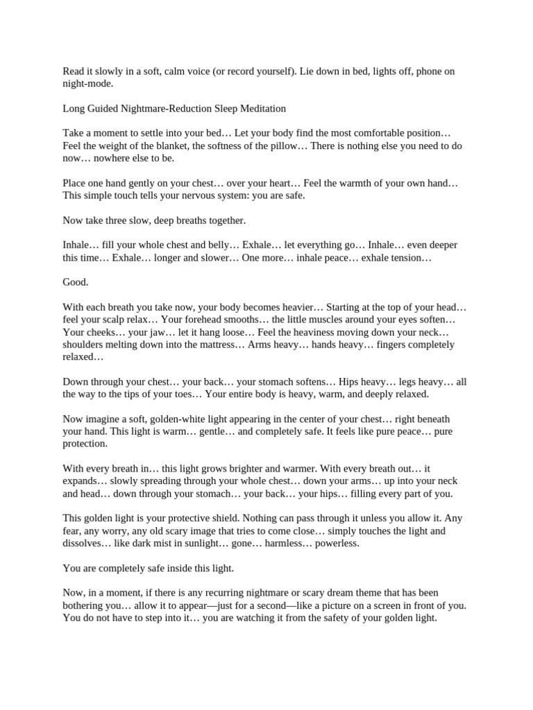 Imagery Rehearsal Therapy Script | PDF | Breathing | Thorax