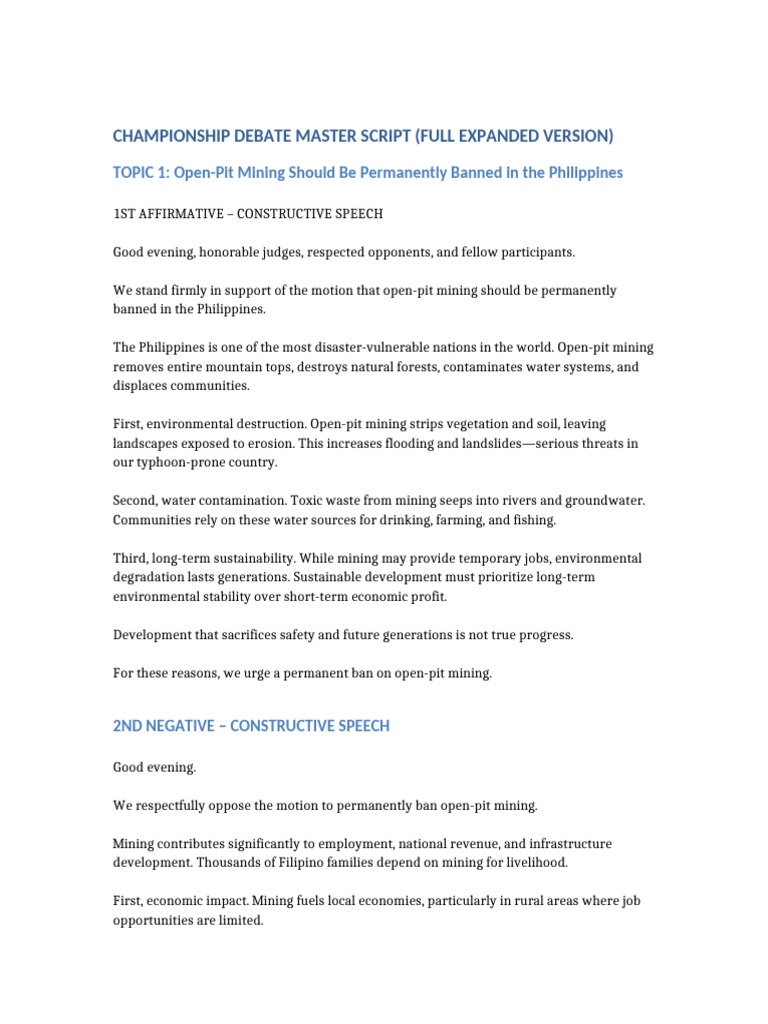 Championship Debate Master Script FULL | PDF | Intelligence (AI ...
