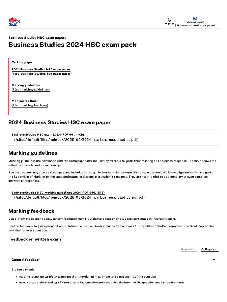 2024 HSC Business Studies Answers Suggested Marking Answers Post Exam ...